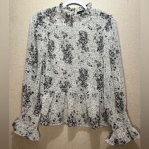 Fab’rik Long Sleeve cream blouse with black